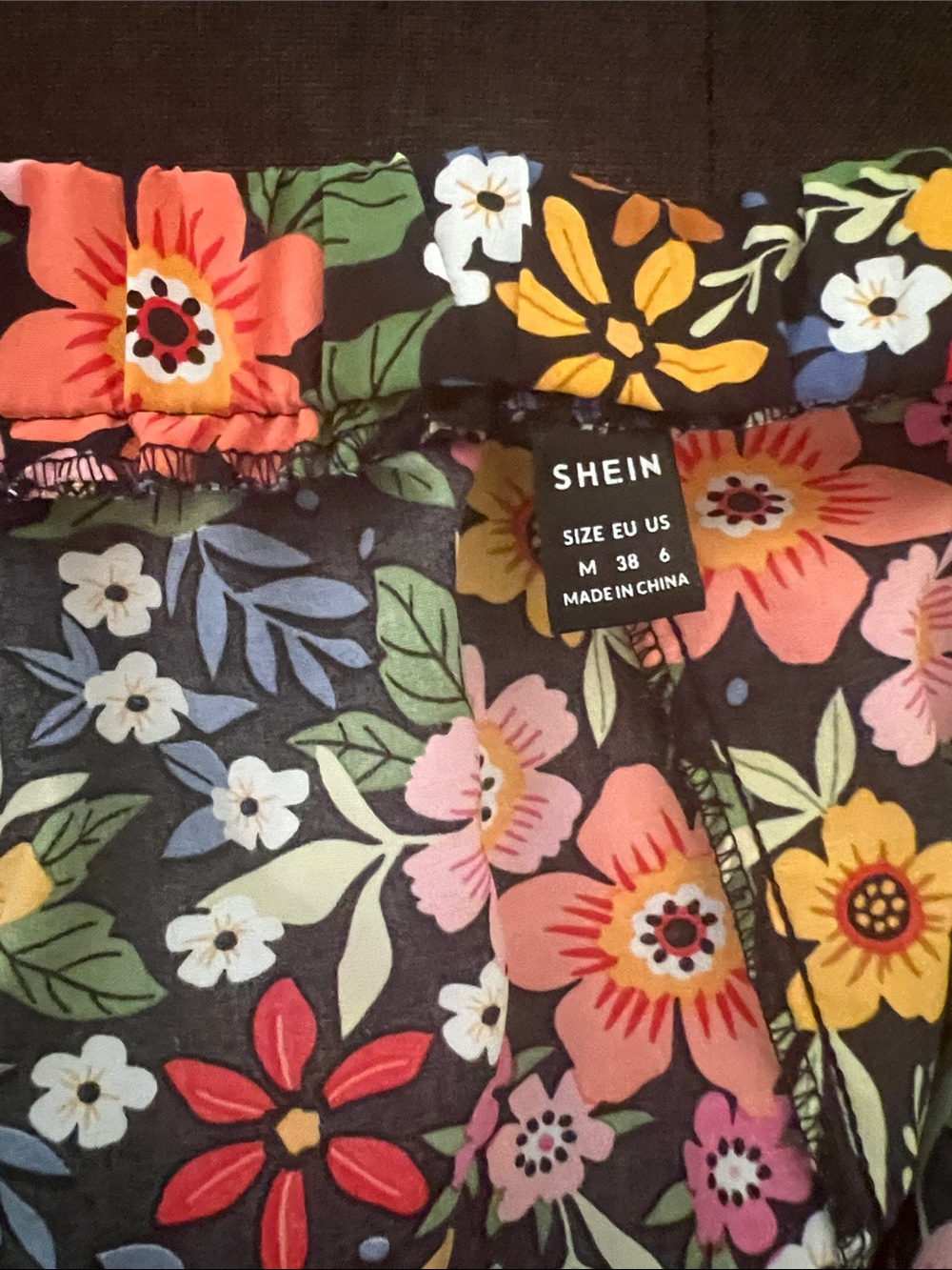 #2014: Floral Maxi Skirt - Black with Multicolor Flowers - Picture 3 of 13